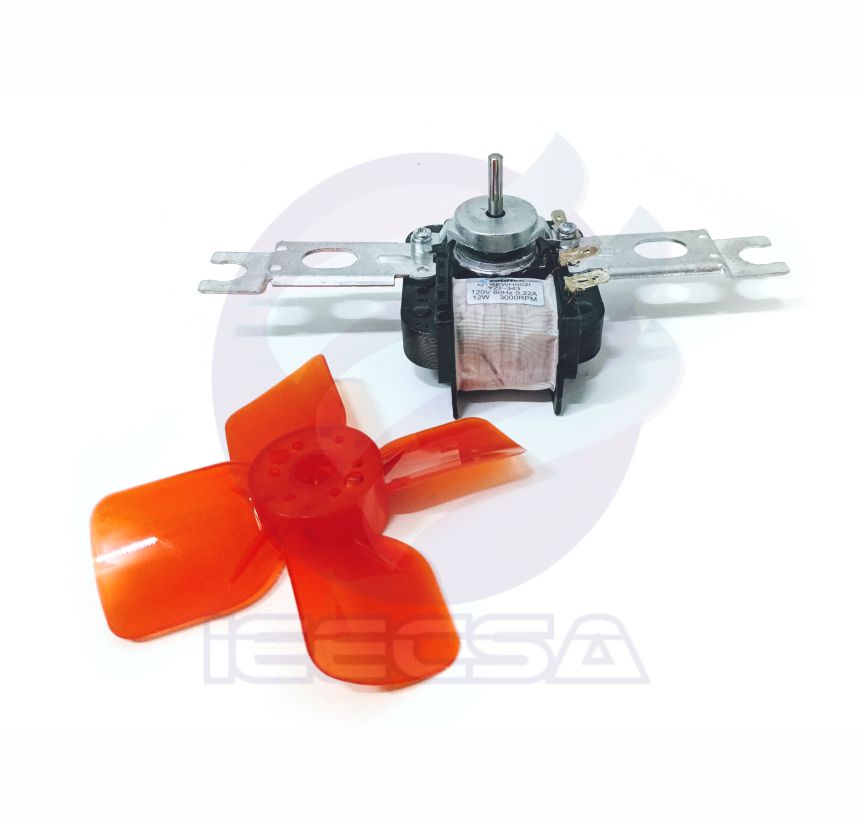 MOTOR UNIVERSAL KIT CON ASPA 3000 RPM, 0.22A, 12W, Flecha 20.2mm Long, Dia. 4.8mm ERO